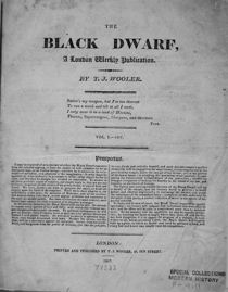 Titlepage of the Black Dwarf, volume 1 (1817).  Reproduced by kind permission of Leeds University Library.