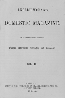 Titlepage of the Englishwoman's Domestic Magazine, volume 2 (1853-54).  Reproduced by kind permission of Leeds University Library.